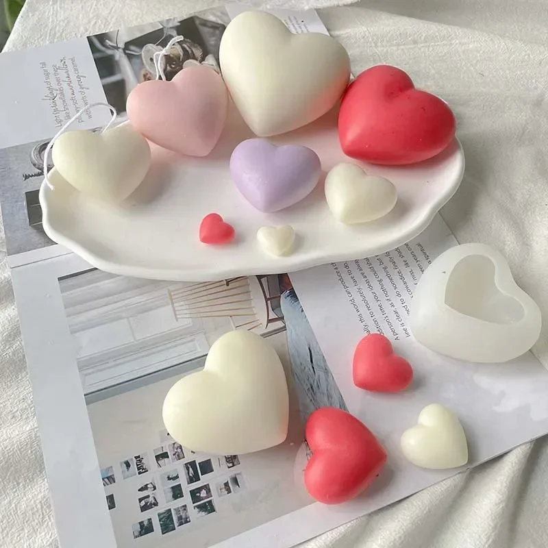 San valentino amore candela stampo in silicone 3D a forma di cuore sapone gesso resina artigianato stampo fai da te cioccolato dessert torta