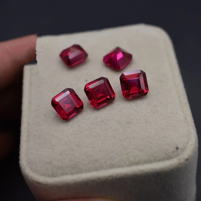 Unheated 3.00 Cts Natural Mined 8mmx8mm Pigeon Blood Ruby Square Sri-Lanka VVS Emerald Cut Gem