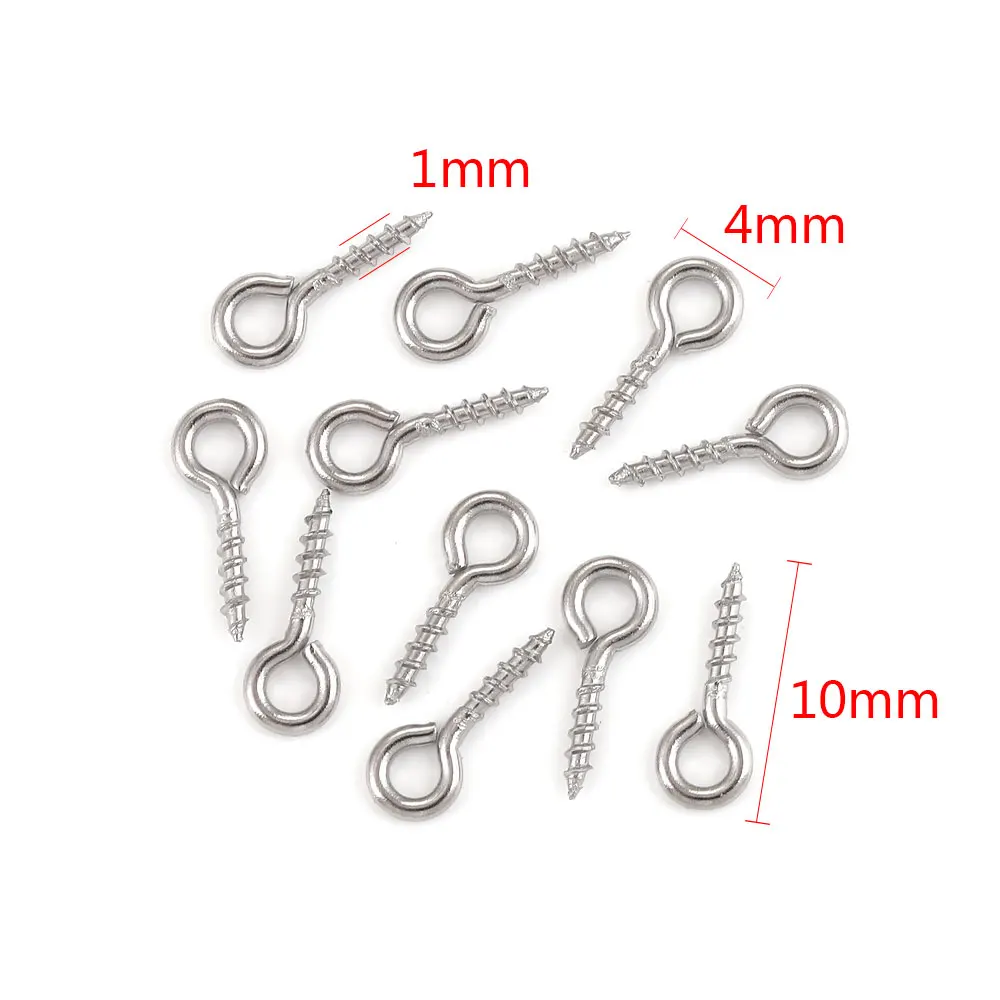 50 Stuks Mini Eye Pins Rvs Oogjes Schroef Sluitingen Haken Schroefdraad Borgtocht Voor Sieraden Maken Diy Ambachten