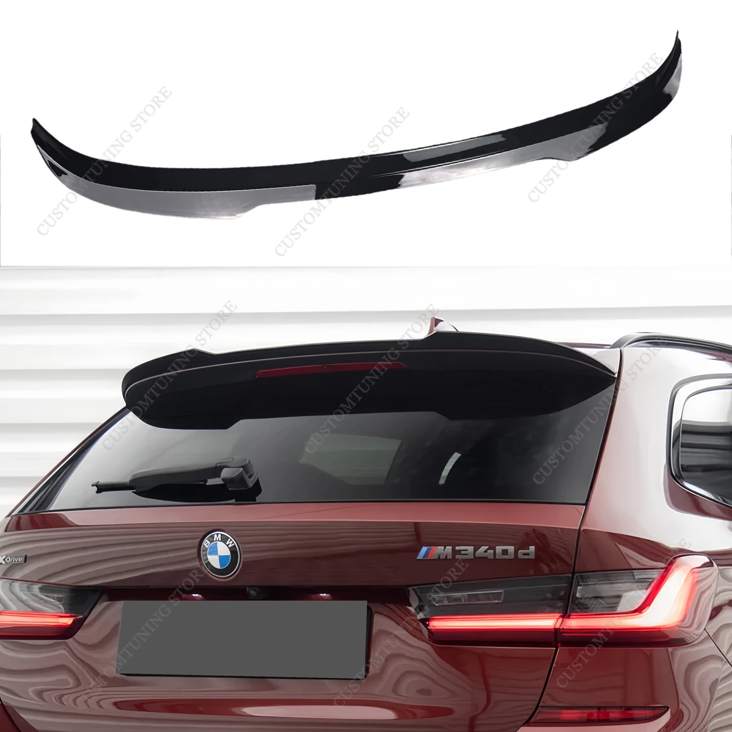 

Gloss Black M Style ABS Rear Spoiler Caps For BMW G21 320i 330i 330d 330e M340i M340d Touring 2019-2024 Rear Roof Tail Wing