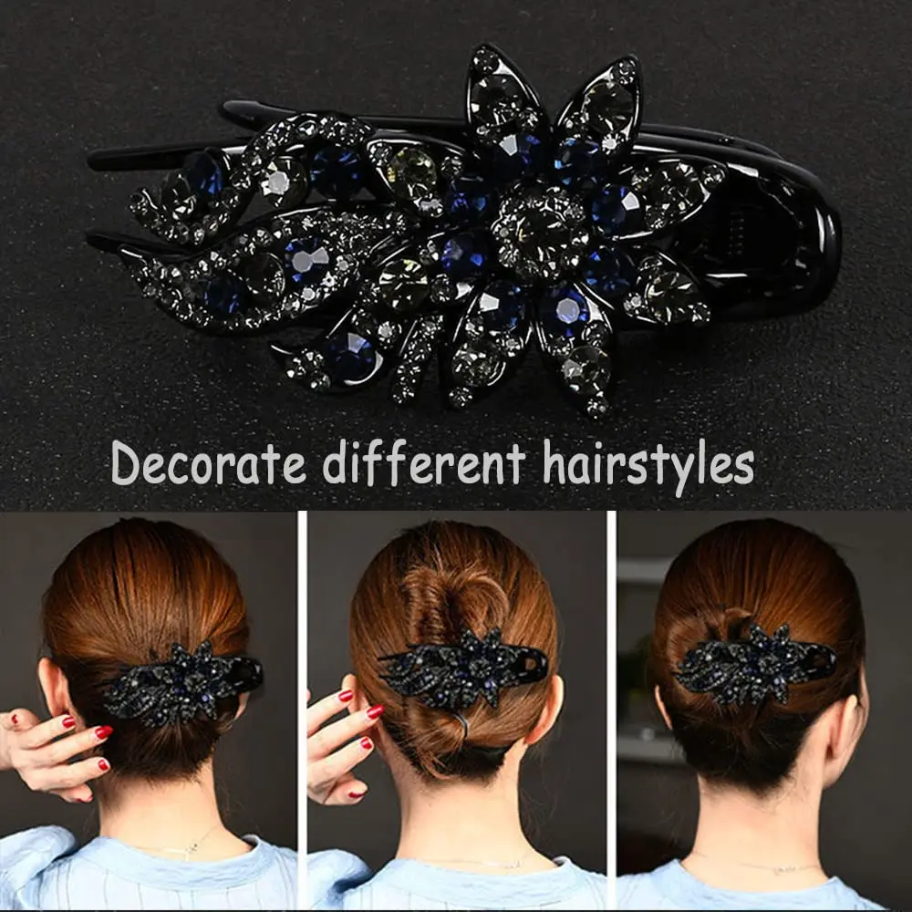 Balsamic elegant sparkly crystal flower decorative barrettes stylish hair combs for women and girls to wear