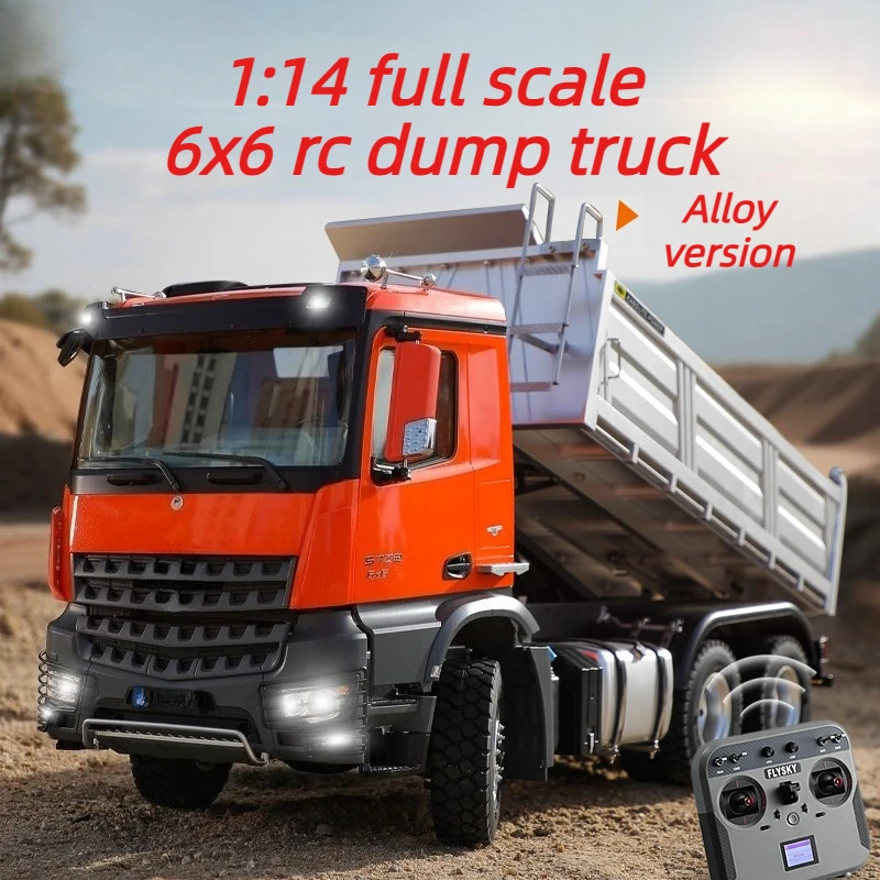 6x6 RTR 1/14 K5702 RC Dump Truck 2.4G Remote Control with Sound and Light Metal Chassis Screw Lifting Multi-functional Toy Model