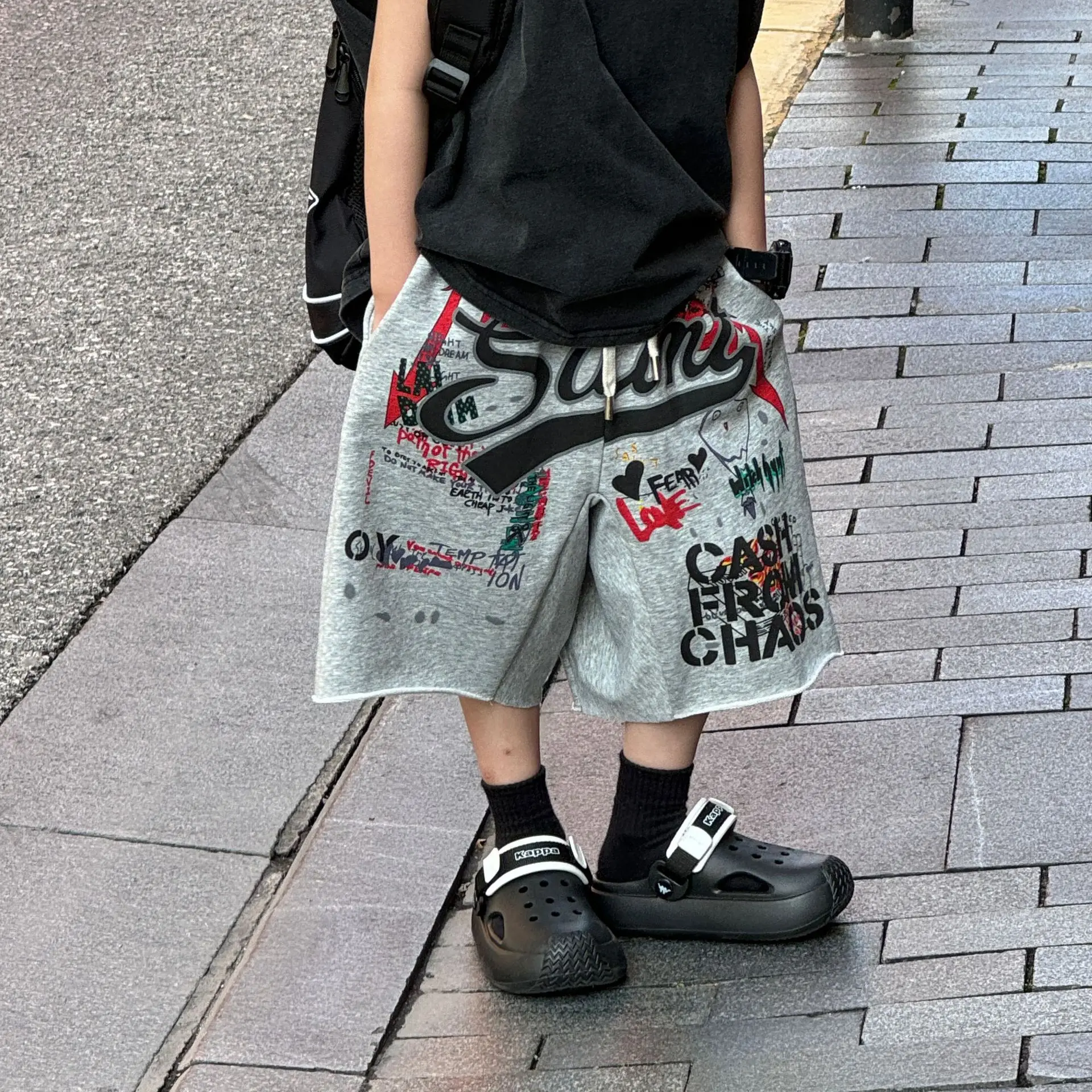 Children Clothing Kids Denim Pants 2024 Summer New Fashionable Korean Style Boy Fashion Graffiti Casual Pants Handsome Shorts