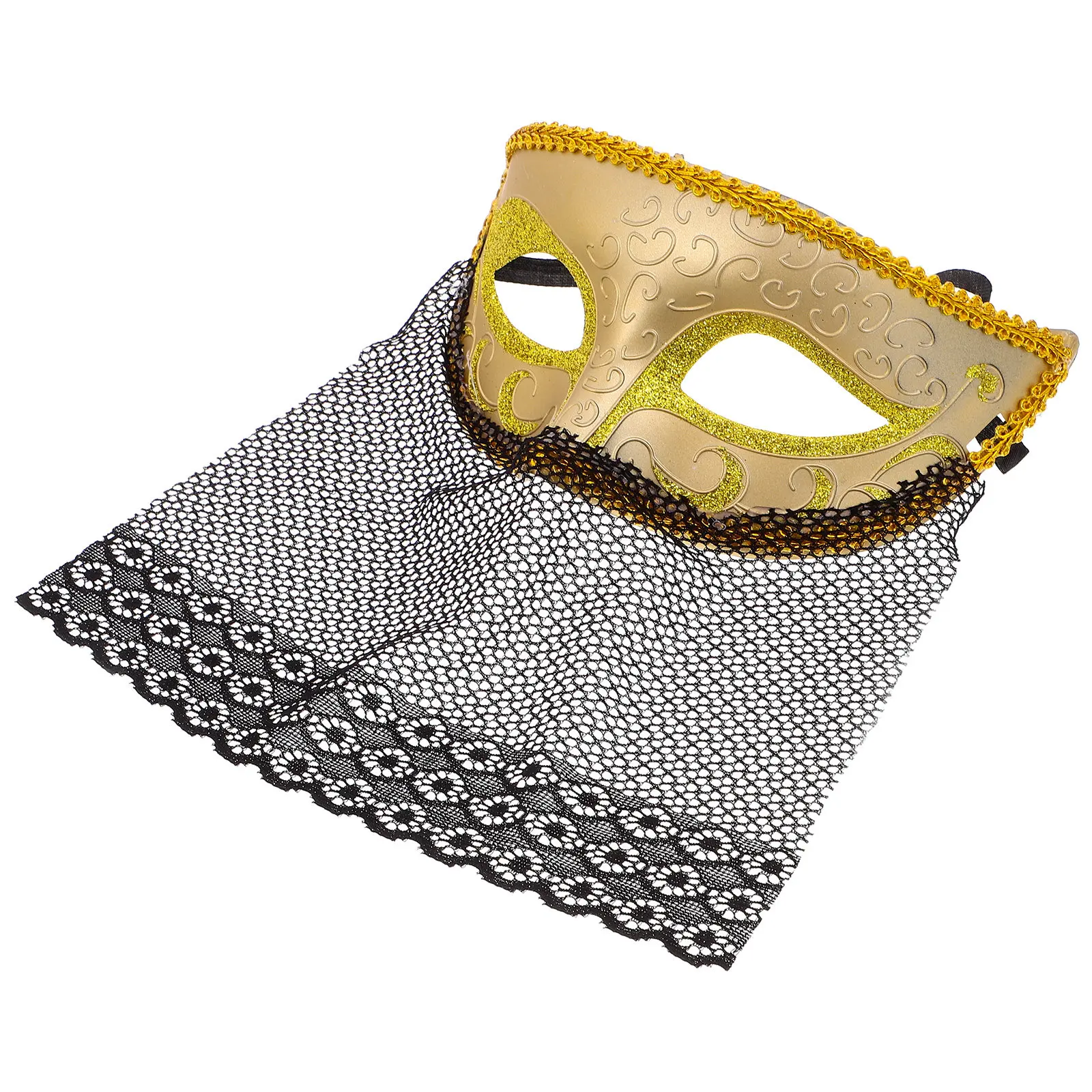 

Half Face Mask Lace Veil Unique Design Adjustable Strap For Masquerade Ball Mardi Gras Halloween Carnival Party Stage