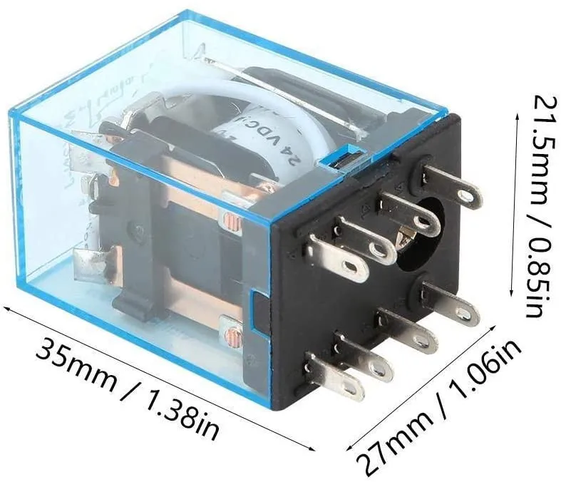 10pcs Power Relay 2 ON 2 OFF 24V 8 Pin Coil Copper Coil DC DPDT Strong Conductivity W Shell 10A HH52P Miniature