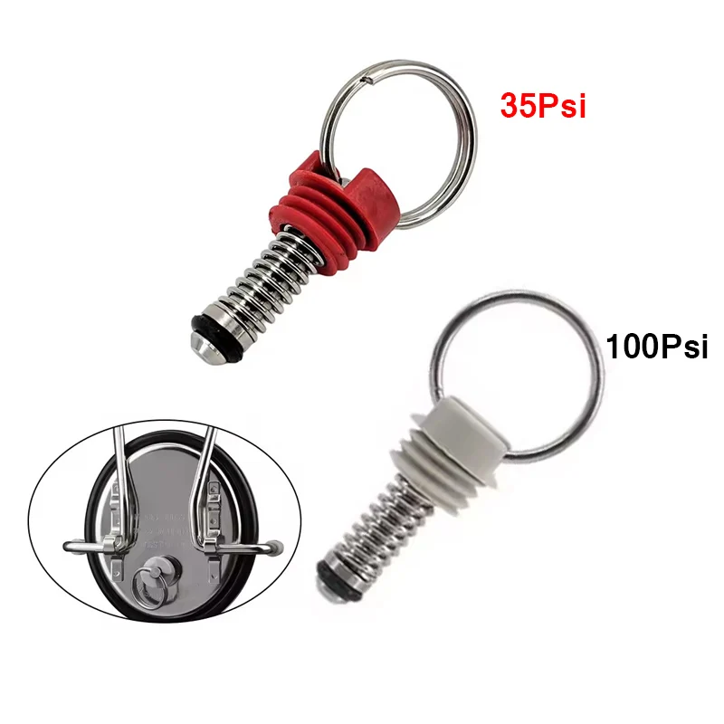Válvula de Alivio de Presión de Repuesto de 35 PSI / 100 PSI para Barril Corny Cornelius Ball Lock, Válvula de Alivio de Presión con Anillo de Tracción, Piezas para Barriles