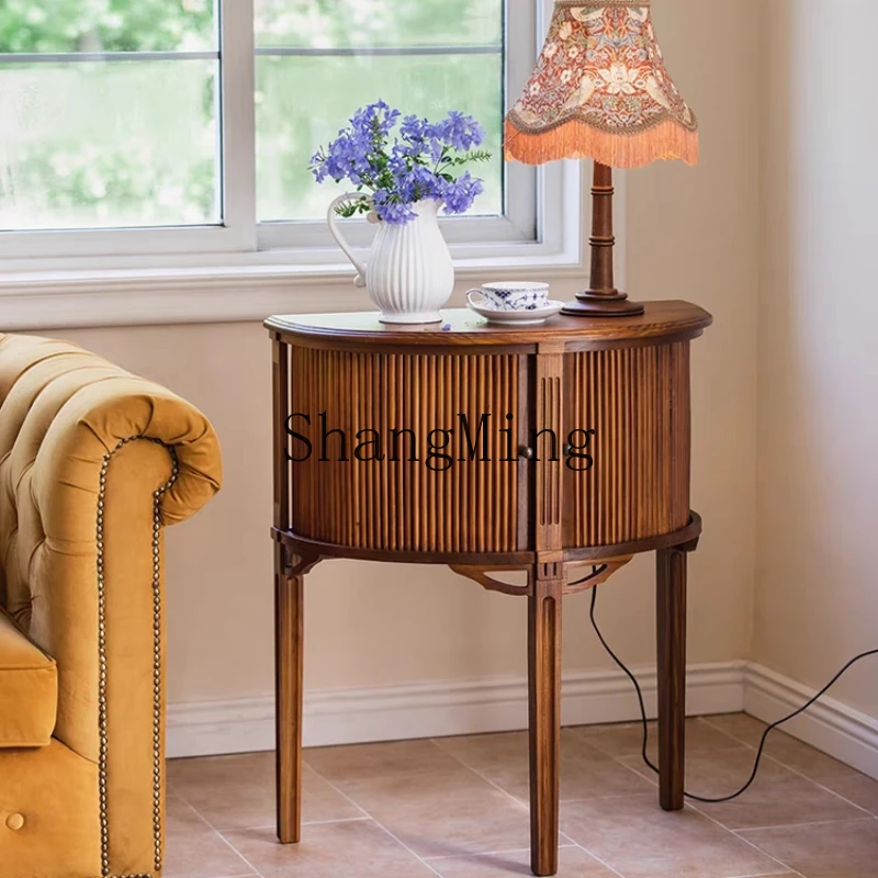 

ZYY medieval solid wood living room corridor entrance table retro wall semicircular foyer decorative locker