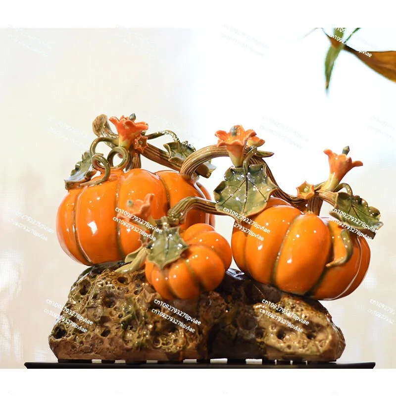 Ceramic pumpkin ornaments New Chinese-style living room decoration Entrance handicrafts decoration Housewarming gifts