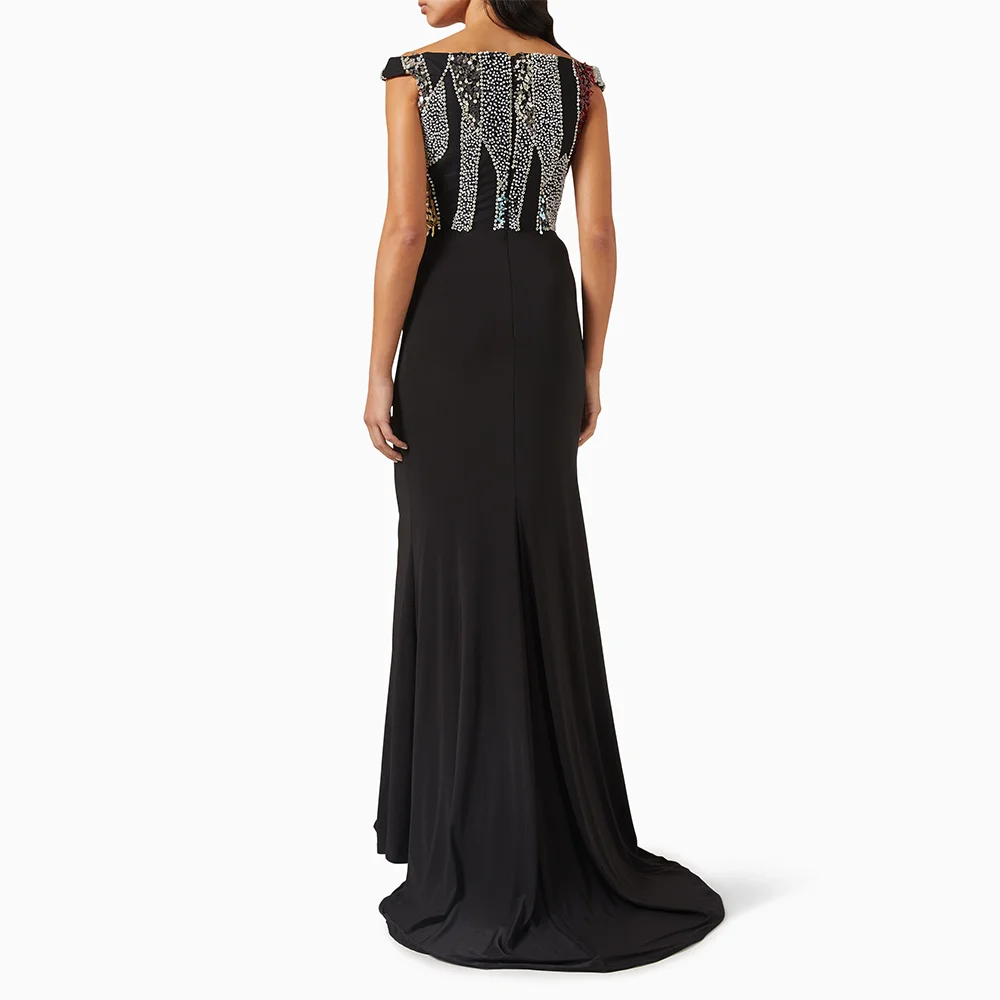 Customized Off The Shoulder Long Evening Dresses Elegant Formal Occasion Prom Gowns Bead Crystal Floor Length Prom Dresses