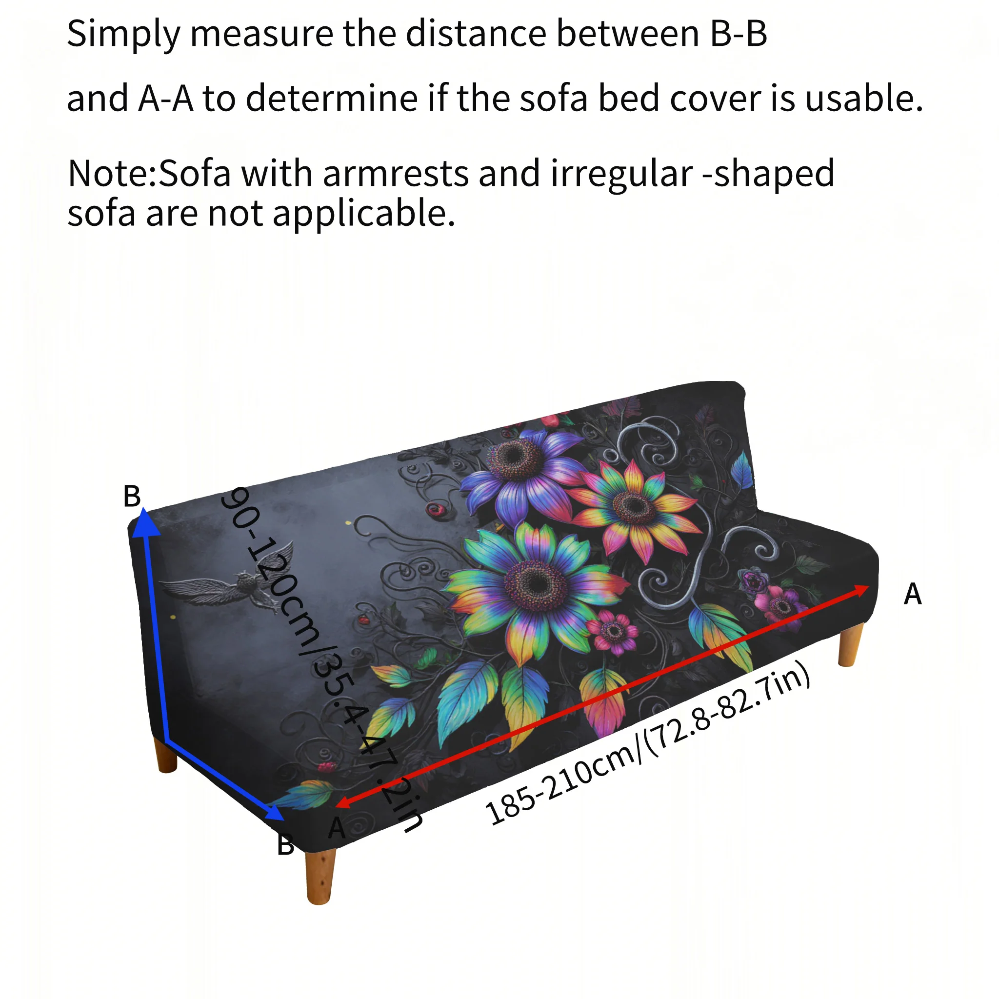 Gothic colored flower vine elastic sofa bed cover, living room sofa bed cover, dustproof machine washable sofa bed cover