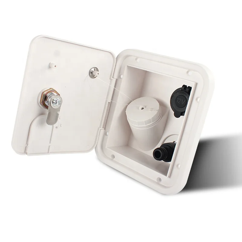 

White Square Gravity City Fresh Water Filling Inlet Hatch RV Parts & Accessories for Caravan Cigarette Lighter