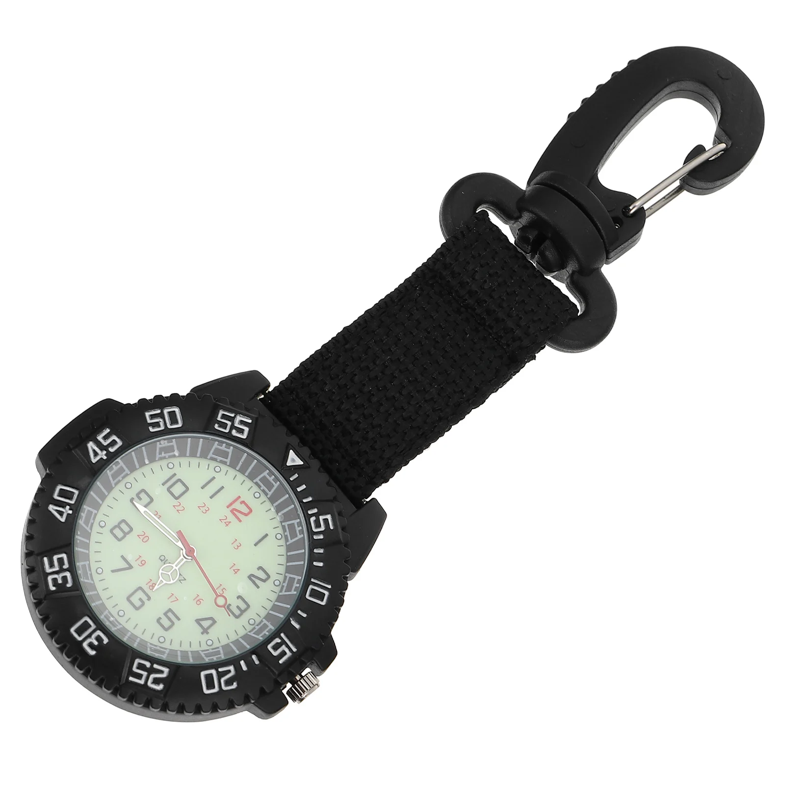 

Mountaineering Hanging Watch Durable Zinc Alloy Nylon Strap Portable Design Strong Outdoor Backpacker Carabiner Pocket Timepiece