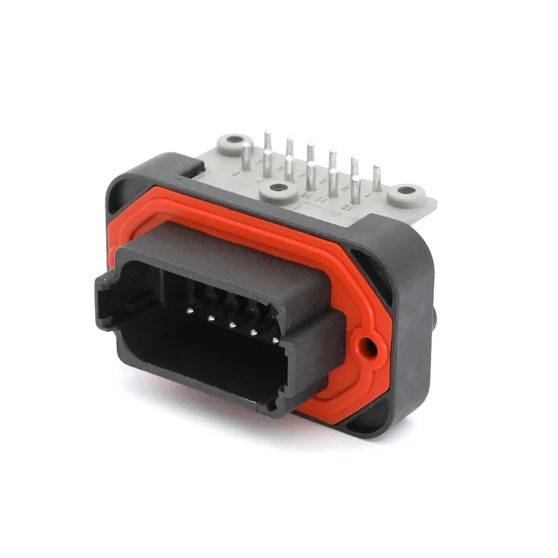 DT13-12PB Black 12Pin Automotive Waterproof Connector, DT Right Angle PCB Mount Header, Wire-to-Board Plug Socket