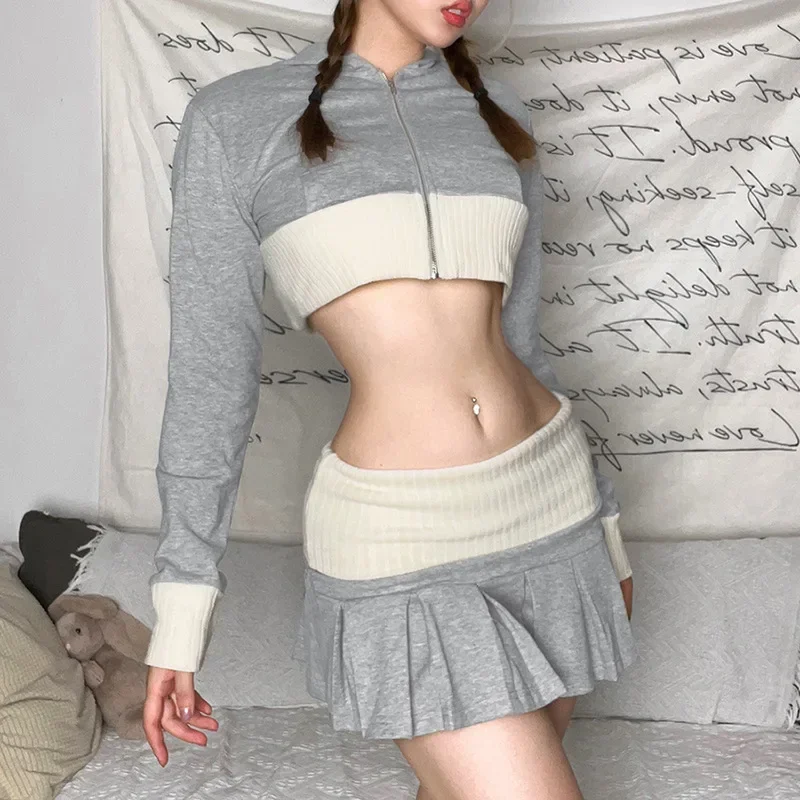 

Y2k New Hoodies Sweatshirts Korean Fashion Cropped Hoodie Women Hooded Zip Up Hoodie Y2K Streetwear Spring Autumn Jacket