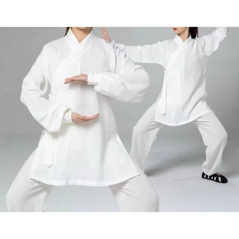 Breathable Cotton Linen Tai Chi Clothing Men Women Traditional Wudang Kung Fu Practice Tops Pants Set Taoist Wushu Martial Suits