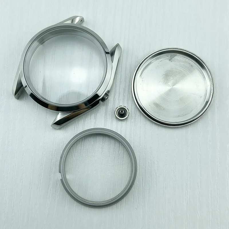 41MM Double Domed Sapphire Crystal Stainless Steel Watch Case AT150 Style Men\'s Watch for NH35A Mov\'t Steel Case Back 10ATM WR