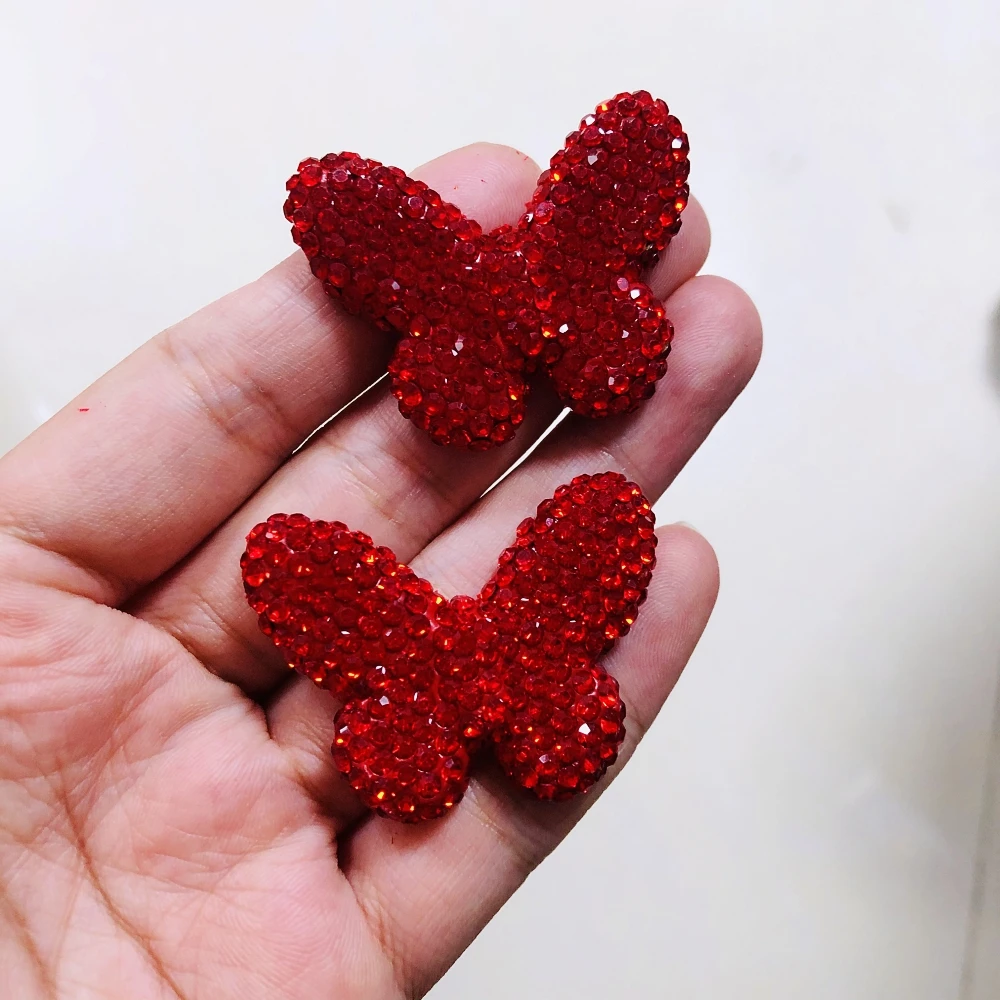 

2Pcs Luxury Gorgeous Shiny Large Bow Rhinestone Crystal Butterfly Pink White Decor 3D Diy Crafts Parts Junk Phone Case Charms