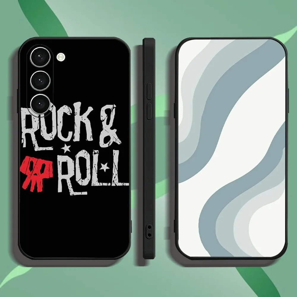 R-Rock R-Roll Skull Phone Case For Samsung Galaxy A52 A12 A51 S21 Edge S22ULTRA S23 S20LITE Plus Ultra Black Cover