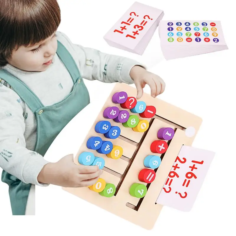 Digital Computing Toys For Kids Wooden Educational Matching Blocks Math Number Game 4 Color Digital Computing Building Blocks