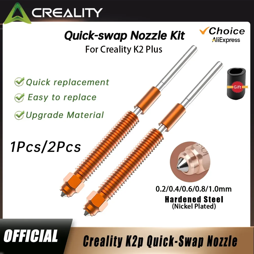 

Для сопла Creality K2 Plus, быстросменные сопла высокого расхода, цельнометаллический дизайн из закаленной стали для комплекта сопел k2 plus, детали 3D-принтера