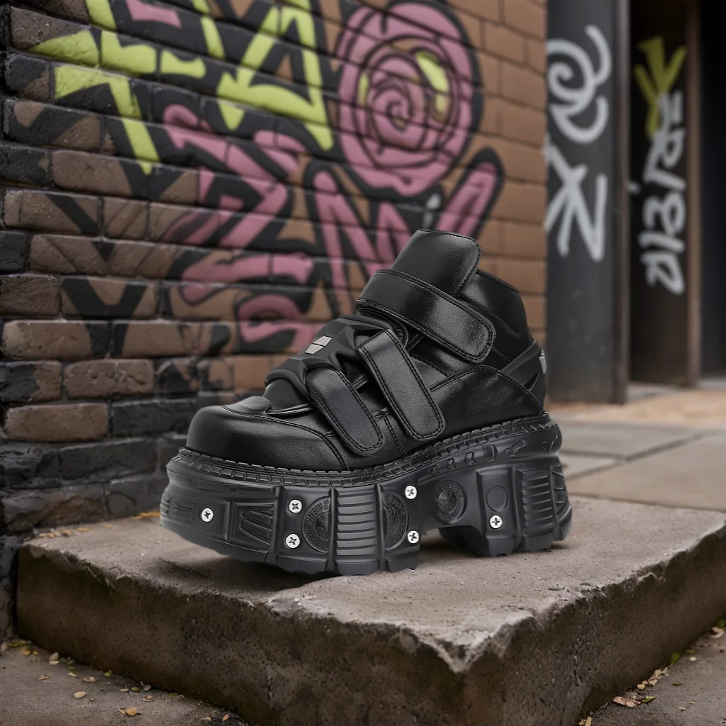 

Женская обувь в стиле панк, туфли на платформе высотой 6 см, женские кроссовки с металлическим декором, готические женские ботильоны в стиле рок