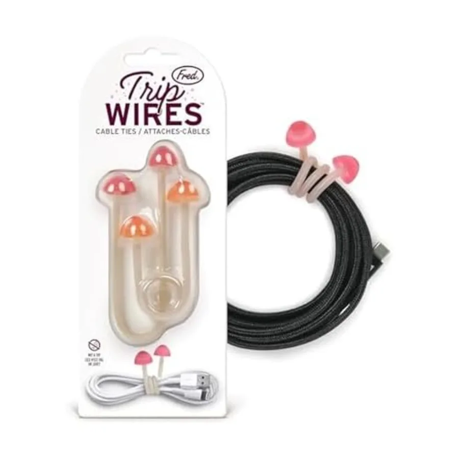 

TRIP WIRES, Mushroom, Set of 2, 4" long, Easily bends for holding and bundling, Multipurpose cord organizer for school, home, o