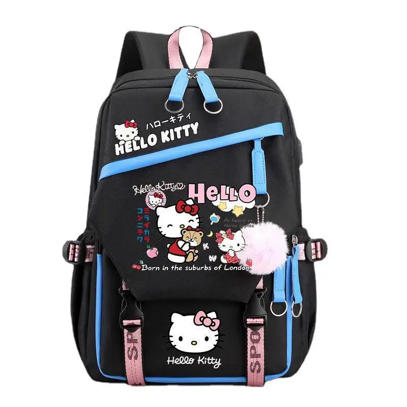 Sanrio Kurome-mochila Kawaii de Hello Kitty para estudiantes de primaria y secundaria, impermeable, transpirable y resistente al desgaste