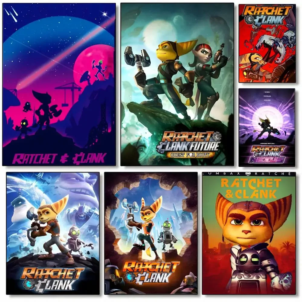 Ratchet & Clank Game Sci‑Fi Poster Gift with prints Home bedroom living room decoration promotion and display