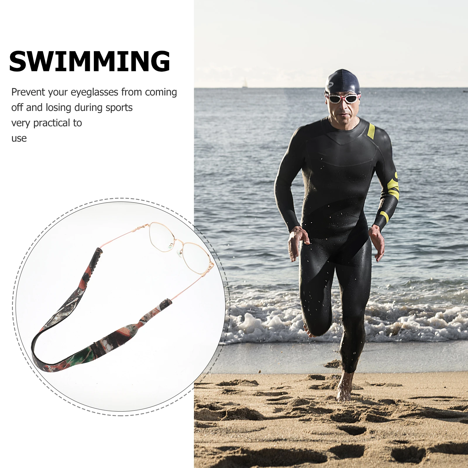 

6pcs Glasses Strap Non-slip Sunglasses Sports Neoprene Floating Eyewear Retainer Child Fixing Lanyard Jungle Color Durable