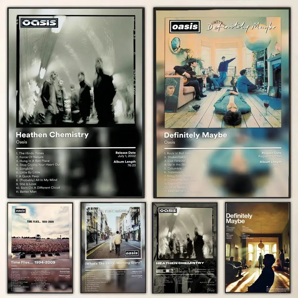 Rock Band Album O-Oasis Painting Calligraphy Canvas Poster Wall Art for Living Room Bedroom Cafe Decor Gift