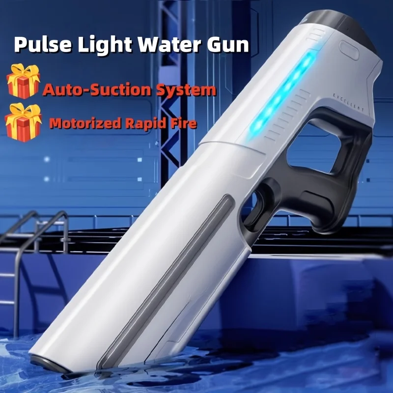 Auto-Fill Electric Pulse Jet Water Blaster, Large Tank Rapid-Fire Water Gun with LED Light, for Kids & Adults Outdoor Beach Toy