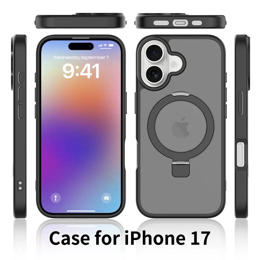 Picture 3: For iPhone 17 Phone Cover with KickStand, Compatible With MagSafe Shockproof Slim Translucent Matte Phone Case Fit iPhone 17