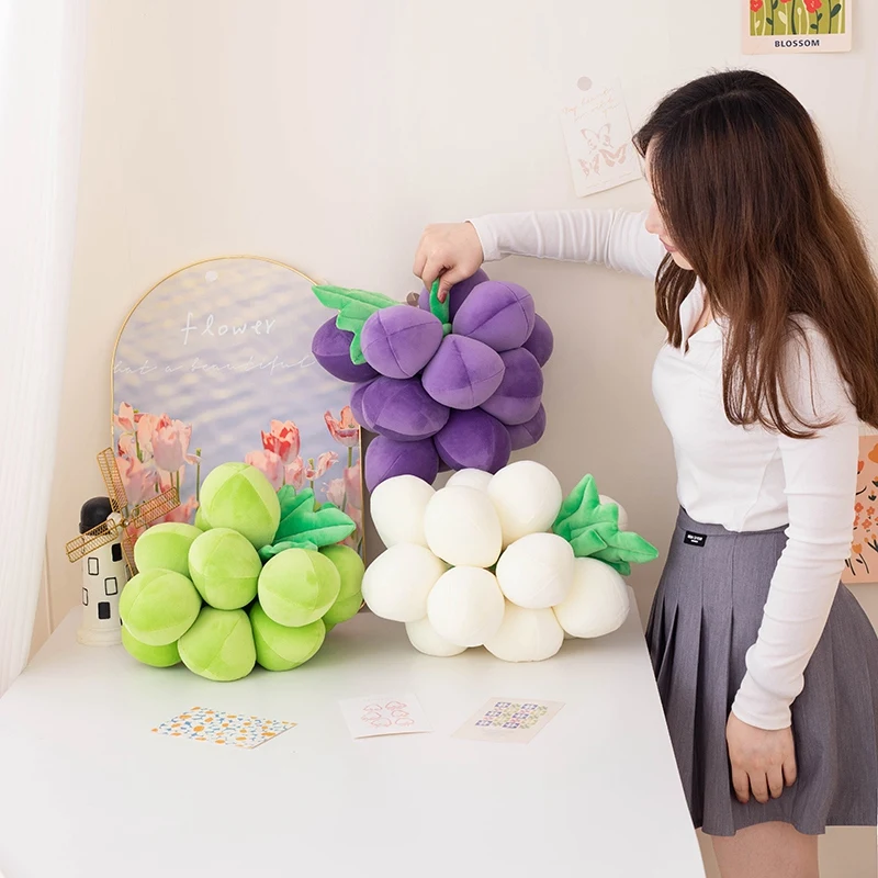 Cartoon Fruits Grape Plush Toy Pillow Cute Home Decor Creative Lifelike Grapes Dolls Stuffed Soft Toys Children Birthday Gift