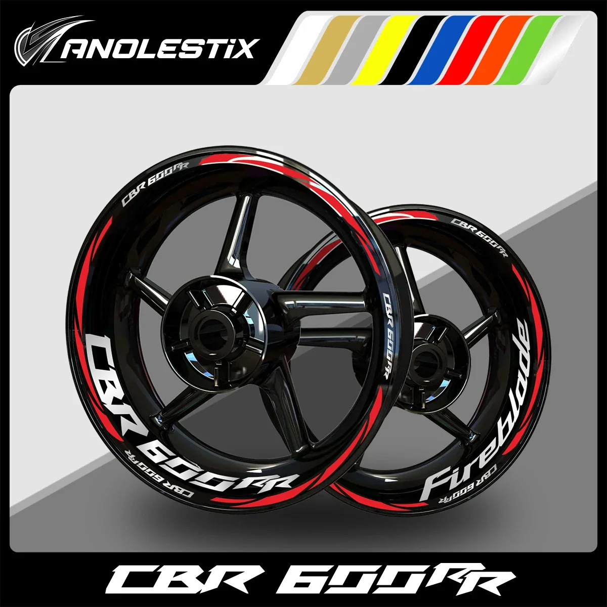 AnoleStix Riflettente Ruota Del Motociclo Adesivo Mozzo Decal Rim Stripe Nastro Per Honda CBR 600RR 2024 2023 2022 2021 2020 2019 2018