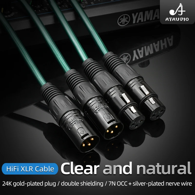 One Pair HiFi 2XLR Audio Cable 7N OCC Silver Plated Core 2XRL Male to 2XLR Female Balanced Cable for Microphone Mixer