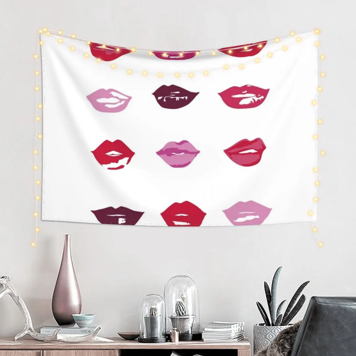 kiss kiss in lipstick colors Tapestry Decorative Wall Mural Nordic Home Decor Wall Hanging Tapestry