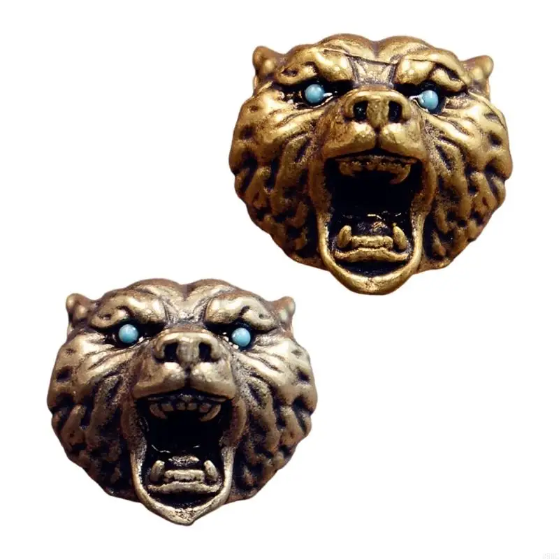

39BC Brass Leopard Head Beads for Creative DIY and Crafting Lanyard Activity
