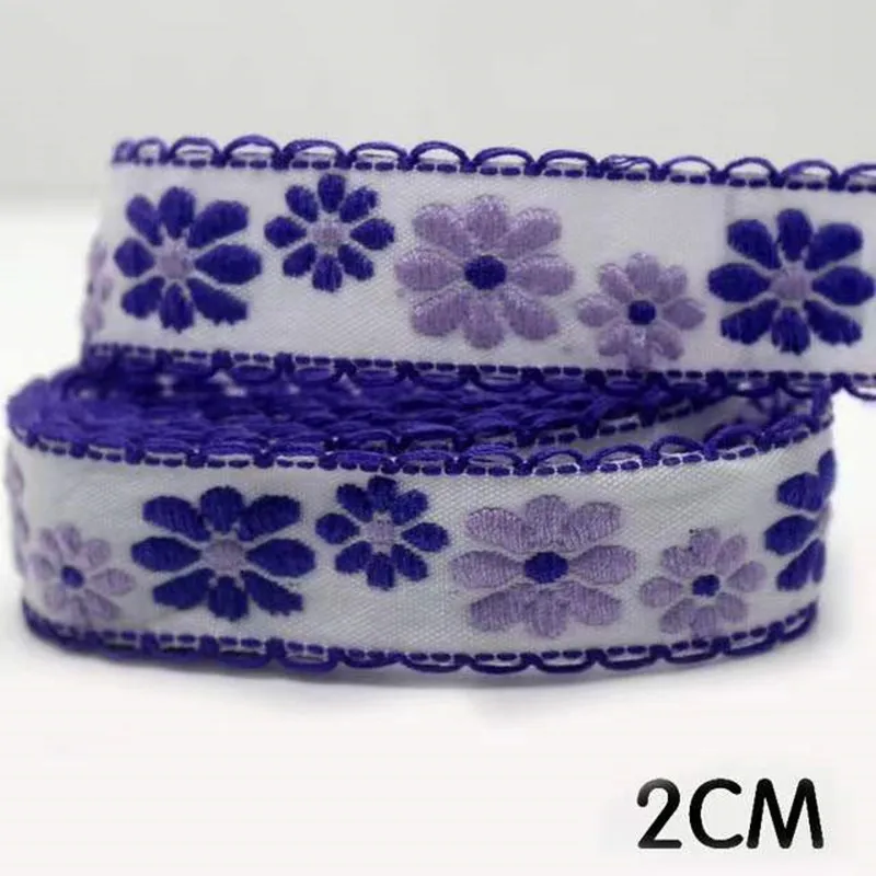 2CM Wide HOT Cotton Embroidery Flower Lace Fabric Trim Ribbon Handmade DIY Sewing Applique Collar Cord Wedding Christmas Decor