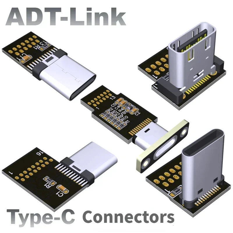 USB 3.1 Type-C Connector 8/16P/20PIN Breakout Board USB-C 90° Male Female PCB Converter Board Type C for Handheld Gimbal Monitor