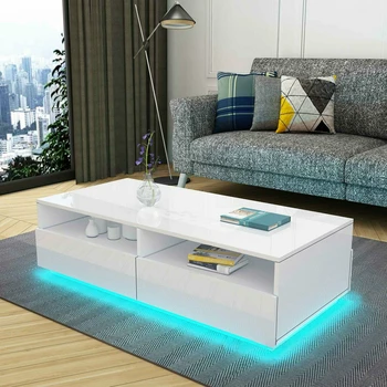 RGB LED Coffee Table High Gloss Simple Design Side Table for Living Room Furniture Tea Table Desks Home Storage Organzier 3