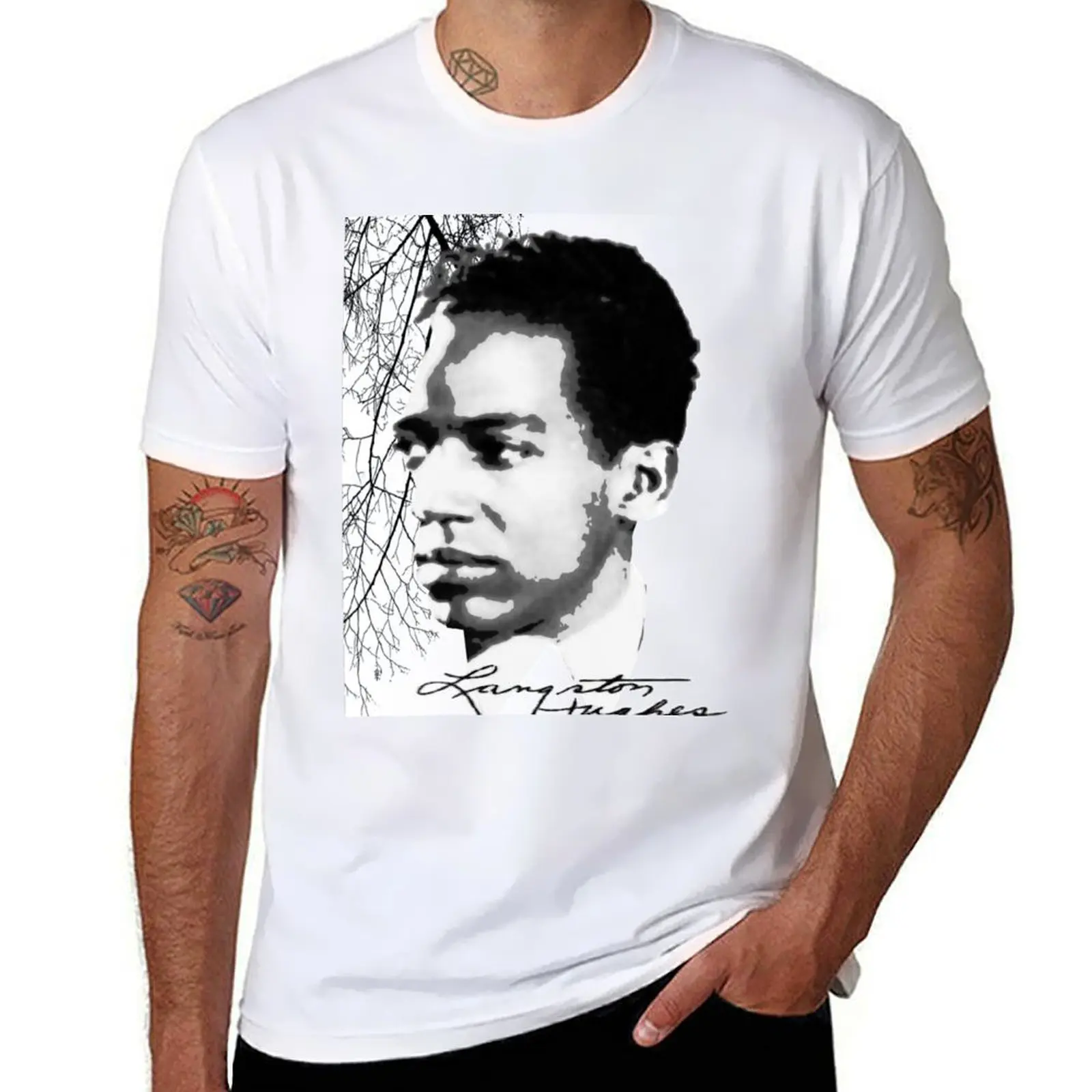 

t plain T-Shirt t Langston cotton for t-shirt shirt custom graphic package black man print man shirts Hughes for