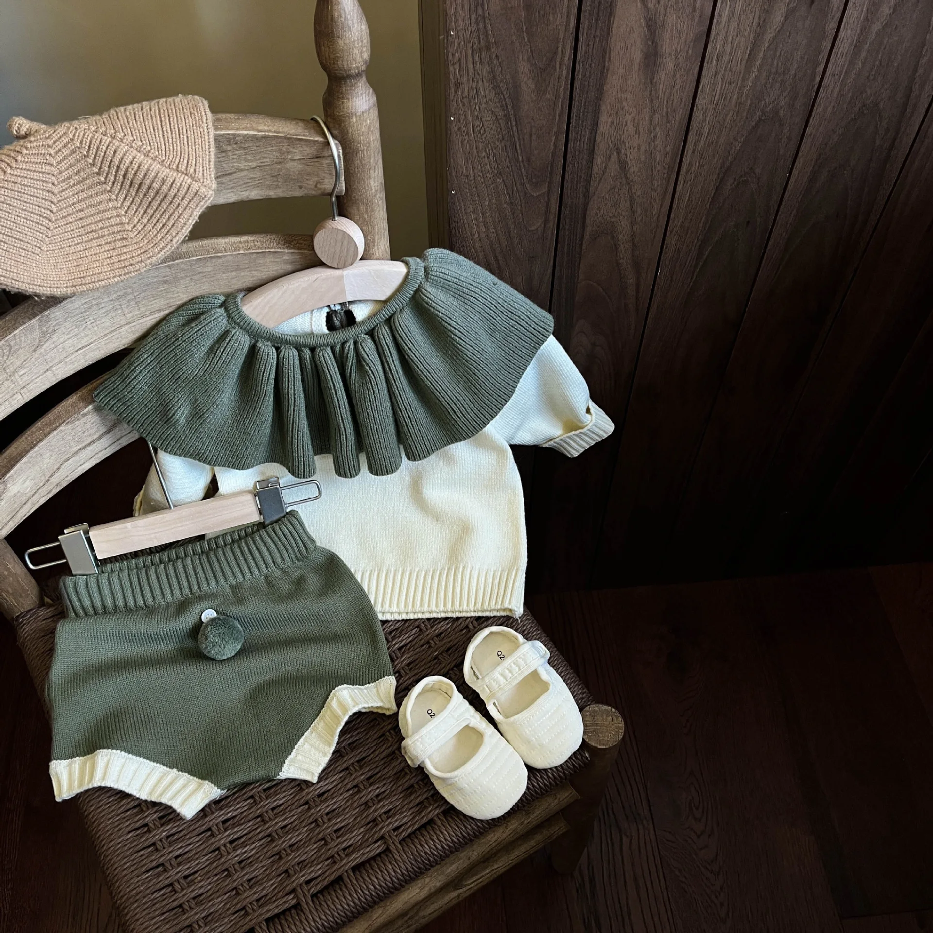 Spring Autumn Girls Clothes Sets Knit Sweater Shorts Two-piece Set Toddler Baby Girl Outfit Set for 0-3years Children's Clothing 6