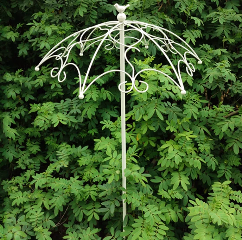 

Iron Umbrella Climbing Vine Flower Frame Bird Shaped Ground Insertion Crafts Courtyard Balcony Bonsai Rose Climbing Rack Decor