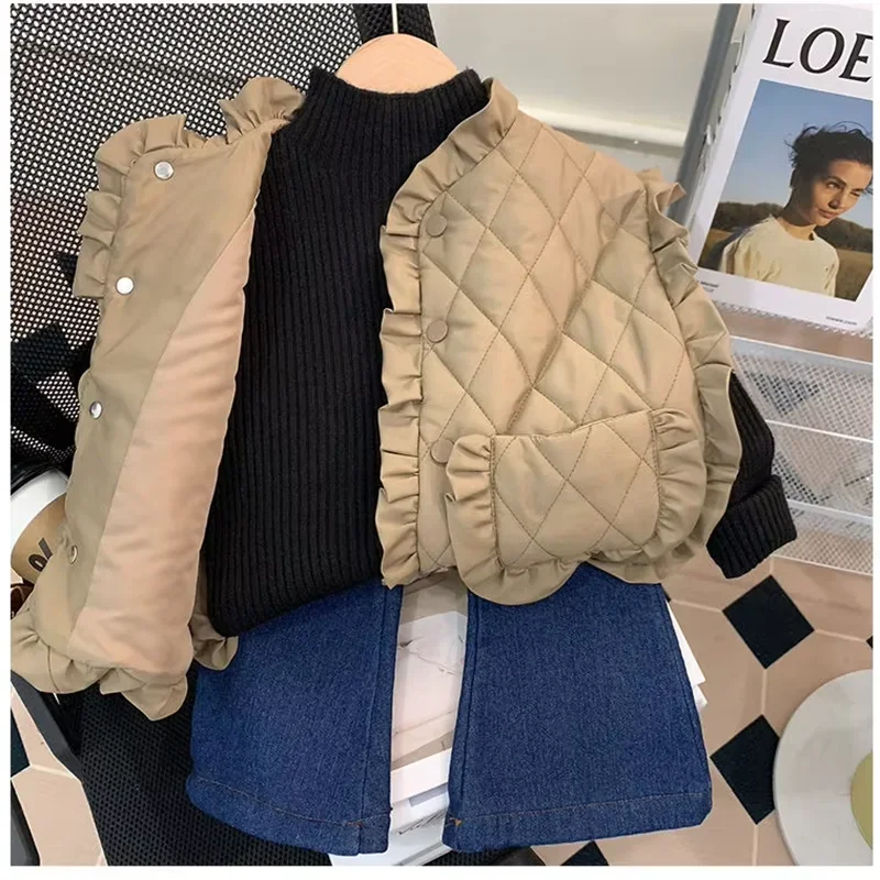 Children's cotton vest 12M-6Y girl wearing autumn and winter clothes outside baby's fashionable vest