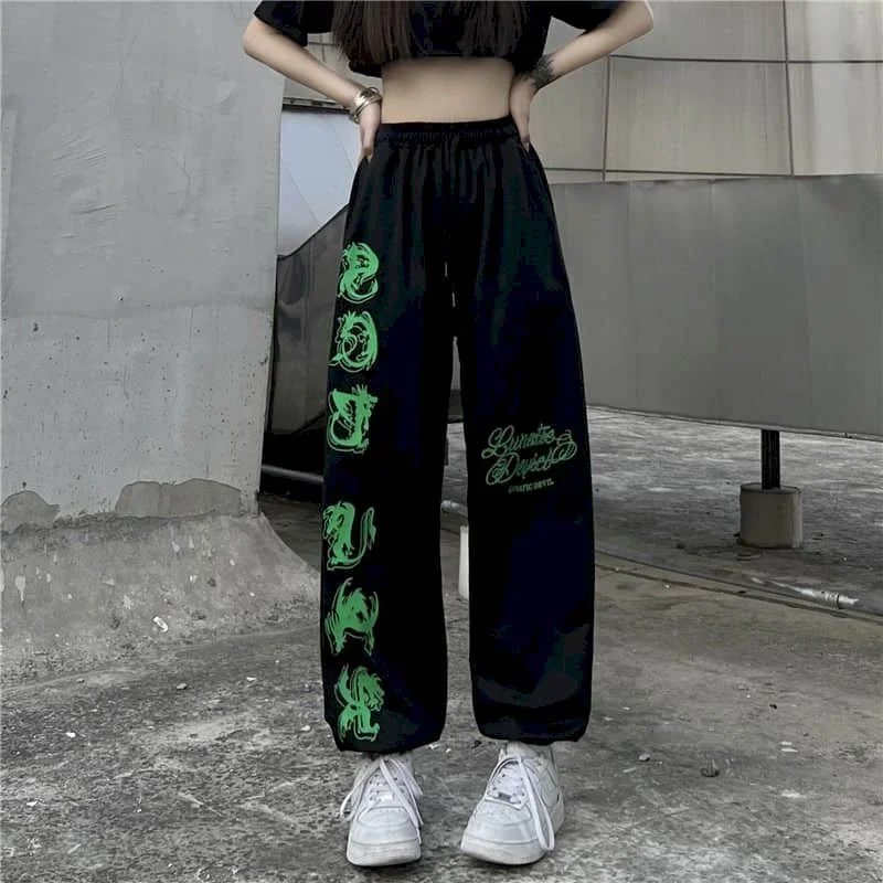 

Pop Jazz Women's Pants Vintage Sweatpants Loose Pants Korean Fashion Casual Leggings Y2k Pants Women Clothing Lace-up Baggy Pant
