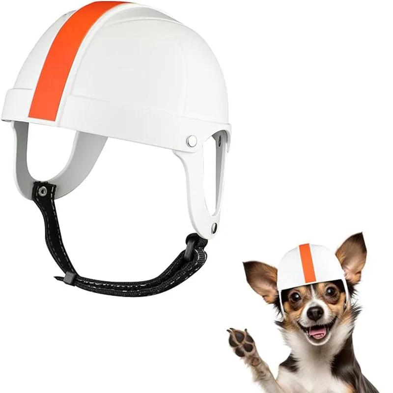 Hundehelm, Motorrad-Haustierhelm für kleine Hunde und Katzen, harte Sicherheitskappe mit verstellbarem Gürtel, Kopfschutz für Welpen, Reiten im Freien
