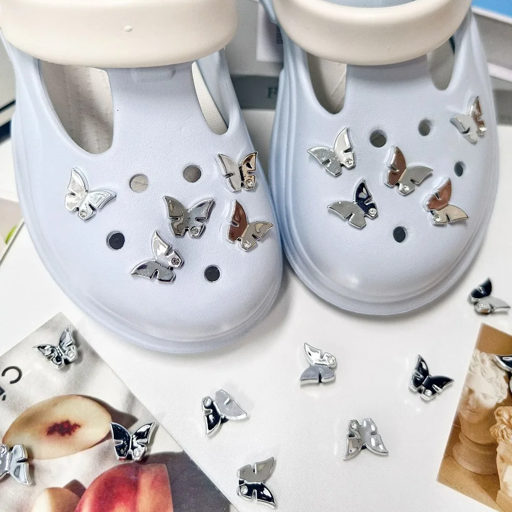 10pcs Silver Butterfly Shoes Charm Butterfly Shoes Accessori