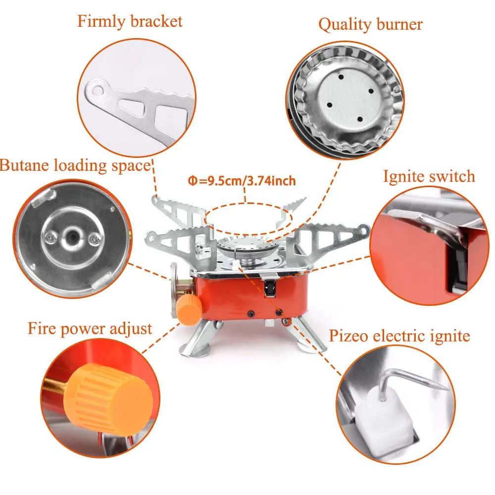 Outdoor Mini Square Stove Portable Folding Gas Stove Card Camping Cooking Utensil Ultra-Light Travel Cookware For Hiking Fishing