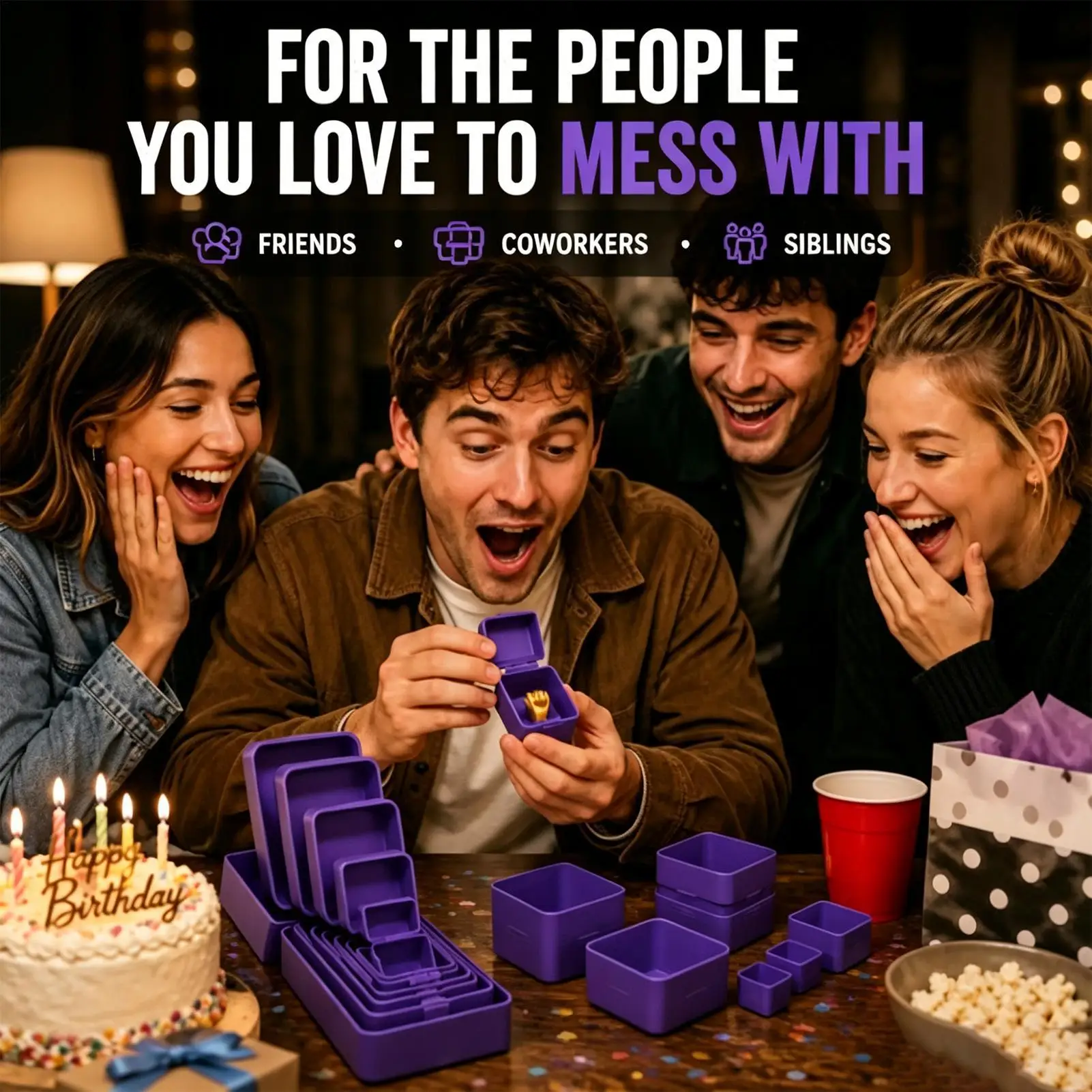 6-Layer Prank Nesting Box Set, Secret Surprise & Annoying Gift Box,3D Printed Boxes, Matryoshka Box with Mini Middle Finger