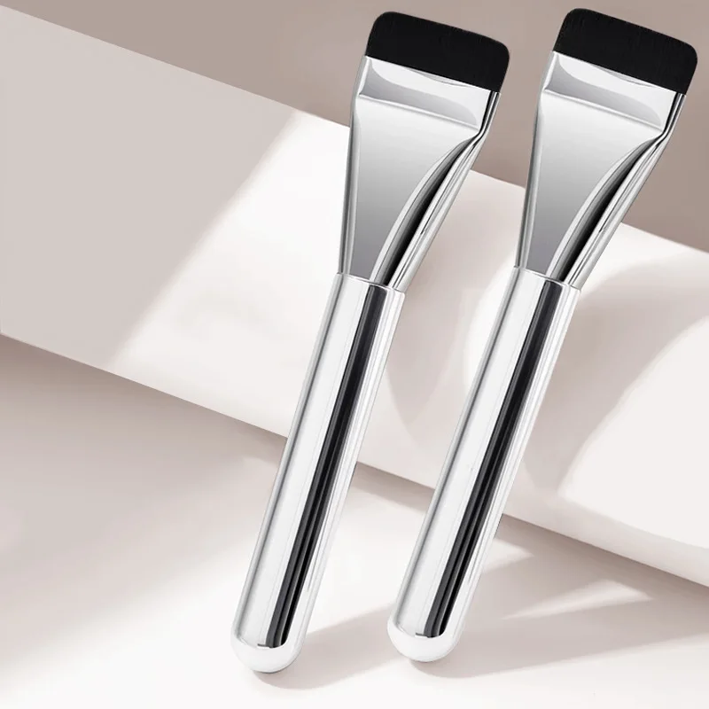 Cabeça plana máscara facial escova ultra fina fundação escova de cabelo macio rosto creme plano misturado pincéis de maquiagem rosto ferramenta de cuidados com a pele